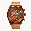D10 CHRONOGRAPH OLIVE ORANGE - Leather Brown Venere - Detomaso Watches