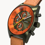 D10 CHRONOGRAPH OLIVE ORANGE - Leather Brown Venere - Detomaso Watches