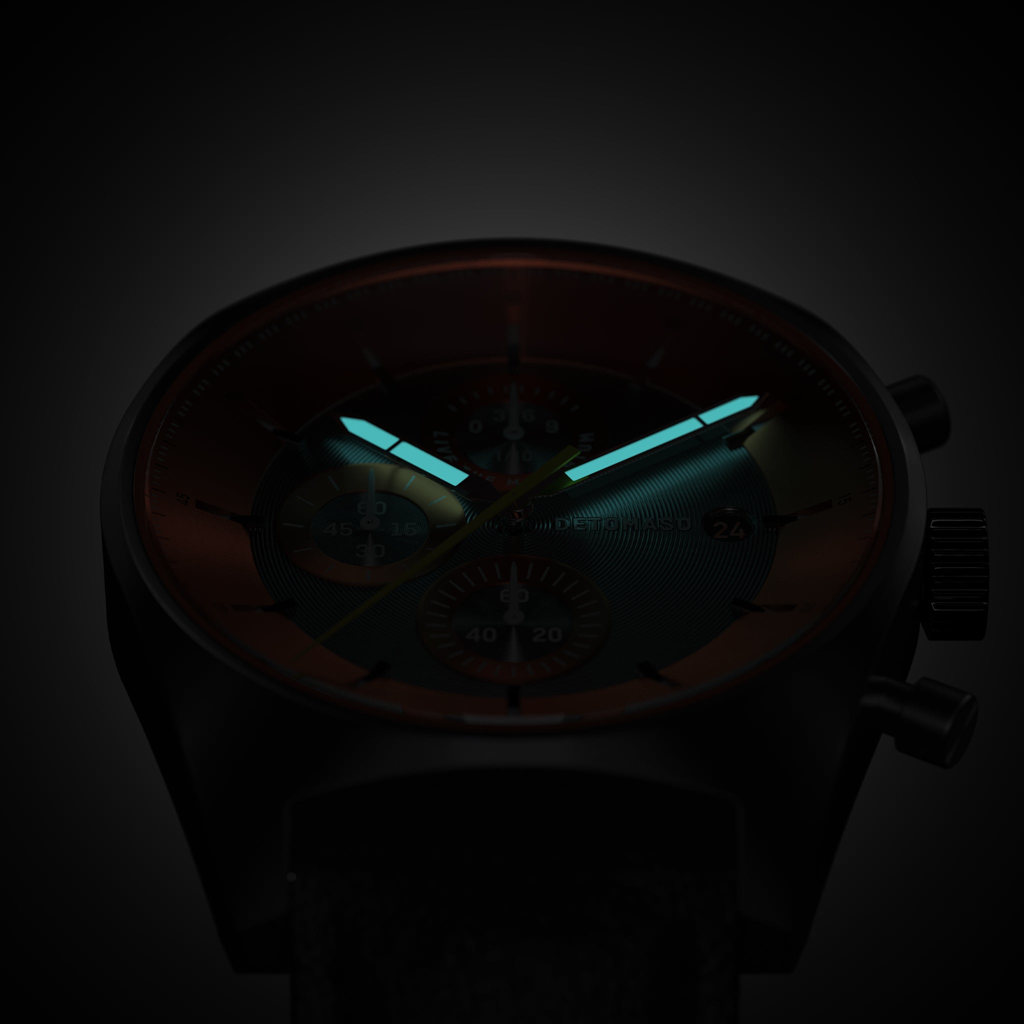 D10 CHRONOGRAPH OLIVE ORANGE - Leather Brown Venere - Detomaso Watches