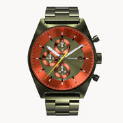 D10 CHRONOGRAPH OLIVE ORANGE - Stainless steel Olive Brushed - Detomaso Watches