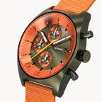 D10 CHRONOGRAPH OLIVE ORANGE - Ocean Plastic Orange Woven - Detomaso Watches
