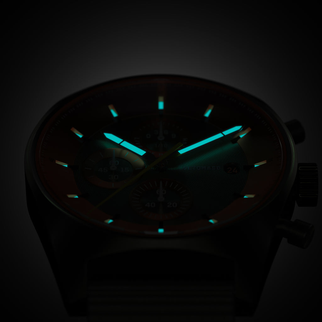 D10 CHRONOGRAPH OLIVE ORANGE - Ocean Plastic Olive Woven - Detomaso Watches