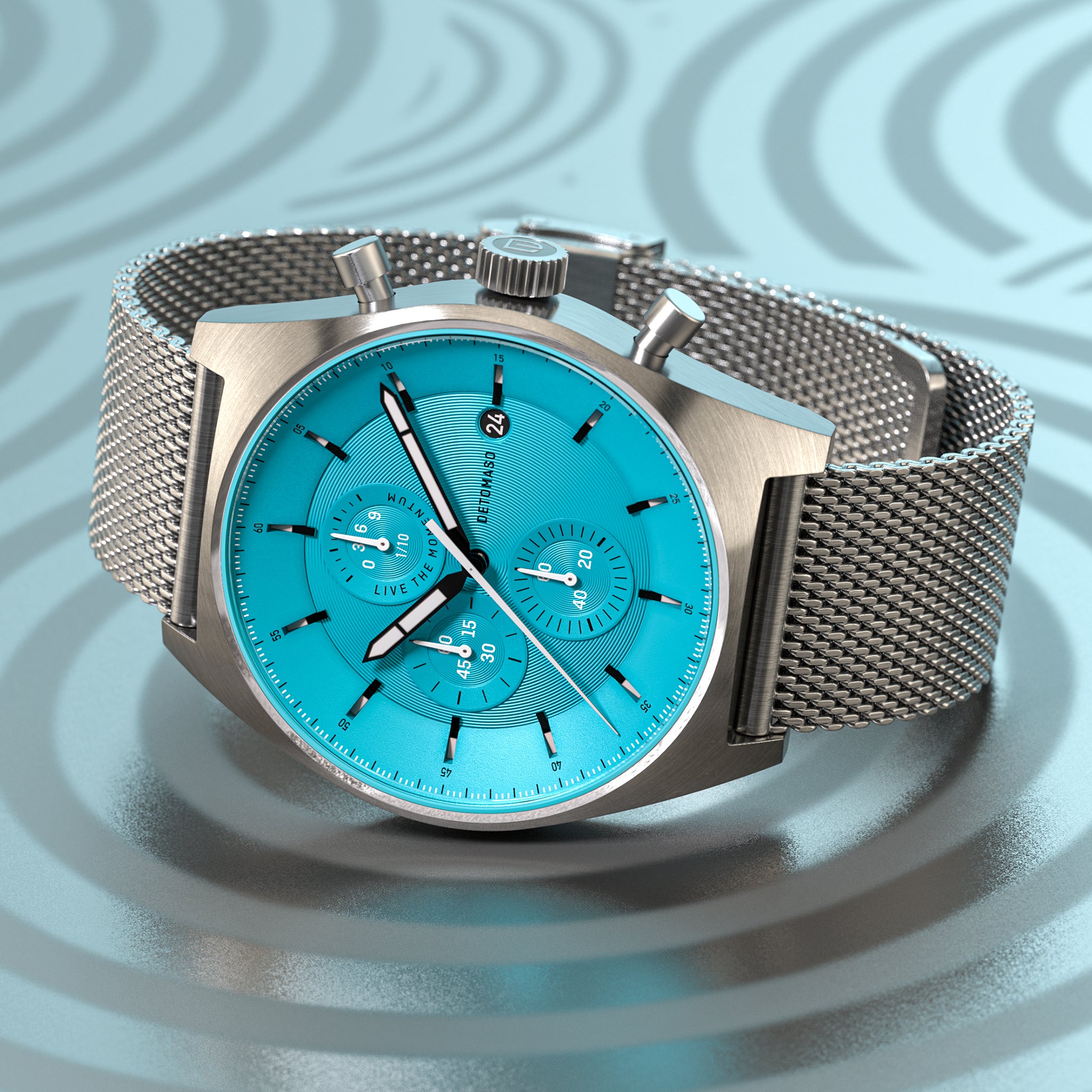 DeTomaso D10 Chronograaf Limited Edition Blue Herenhorloge, analoog, kwarts, leren armband, donkerblauw, blauw, Riemen DeTomaso D10 Chronograaf Limited Edition Blue Herenhorloge, analoog, kwarts, leren armband, donkerblauw, blauw, Riemen