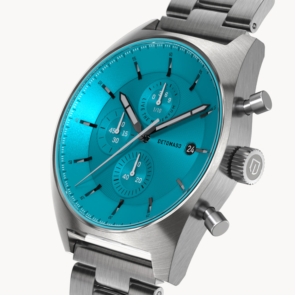 D10 CHRONO MINTY BLUE - Stainless steel Silver Brushed - Detomaso Watches