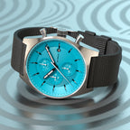 D10 CHRONO MINTY BLUE - Ocean Plastic Black Woven - Detomaso Watches