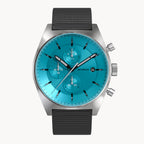 D10 CHRONO MINTY BLUE - Ocean Plastic Black Woven - Detomaso Watches
