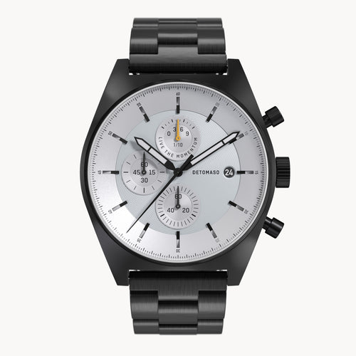 D10 CHRONO BLACK WHITE - Stainless steel Black Brushed - Detomaso Watches