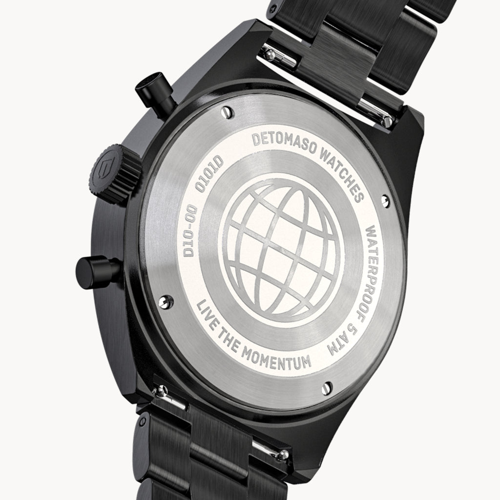 D10 CHRONO BLACK WHITE - Stainless steel Black Brushed - Detomaso Watches