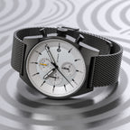 D10 CHRONO BLACK WHITE - Mesh Black Brushed Matte - Detomaso Watches