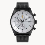 D10 CHRONO BLACK WHITE - Mesh Black Brushed Matte - Detomaso Watches