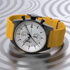D10 CHRONO BLACK WHITE - Ocean Plastic Yellow Woven - Detomaso Watches