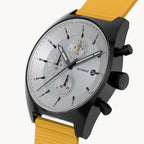 D10 CHRONO BLACK WHITE - Ocean Plastic Yellow Woven - Detomaso Watches