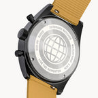 D10 CHRONO BLACK WHITE - Ocean Plastic Yellow Woven - Detomaso Watches