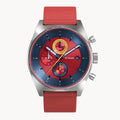 D10 CHRONO BLUE RED - Ocean Plastic Red Woven - Detomaso Watches