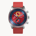 D10 CHRONO BLUE RED - Ocean Plastic Red Woven - Detomaso Watches