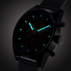D10 CHRONO BLUE RED - Mesh Silver Brushed - Detomaso Watches