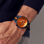 D10 CHRONO BLUE BOLD ORANGE - Ocean Plastic Dark blue Orange Woven - Detomaso Watches
