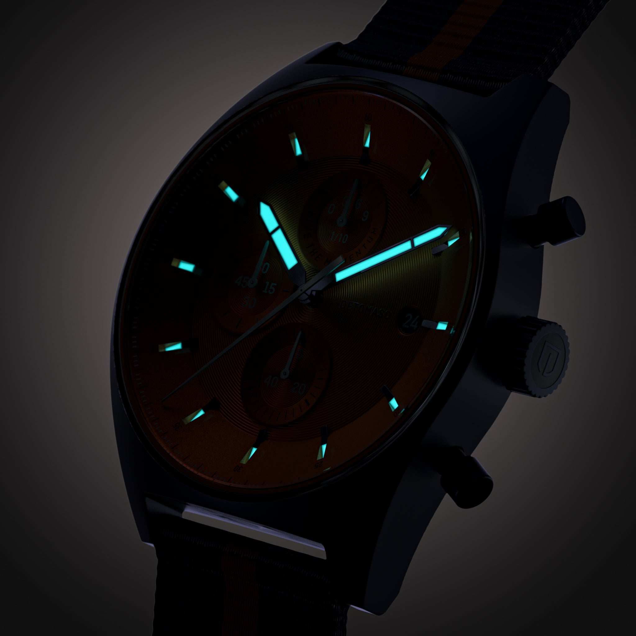 D10 CHRONO BLUE BOLD ORANGE - Ocean Plastic Dark blue Orange Woven - Detomaso Watches