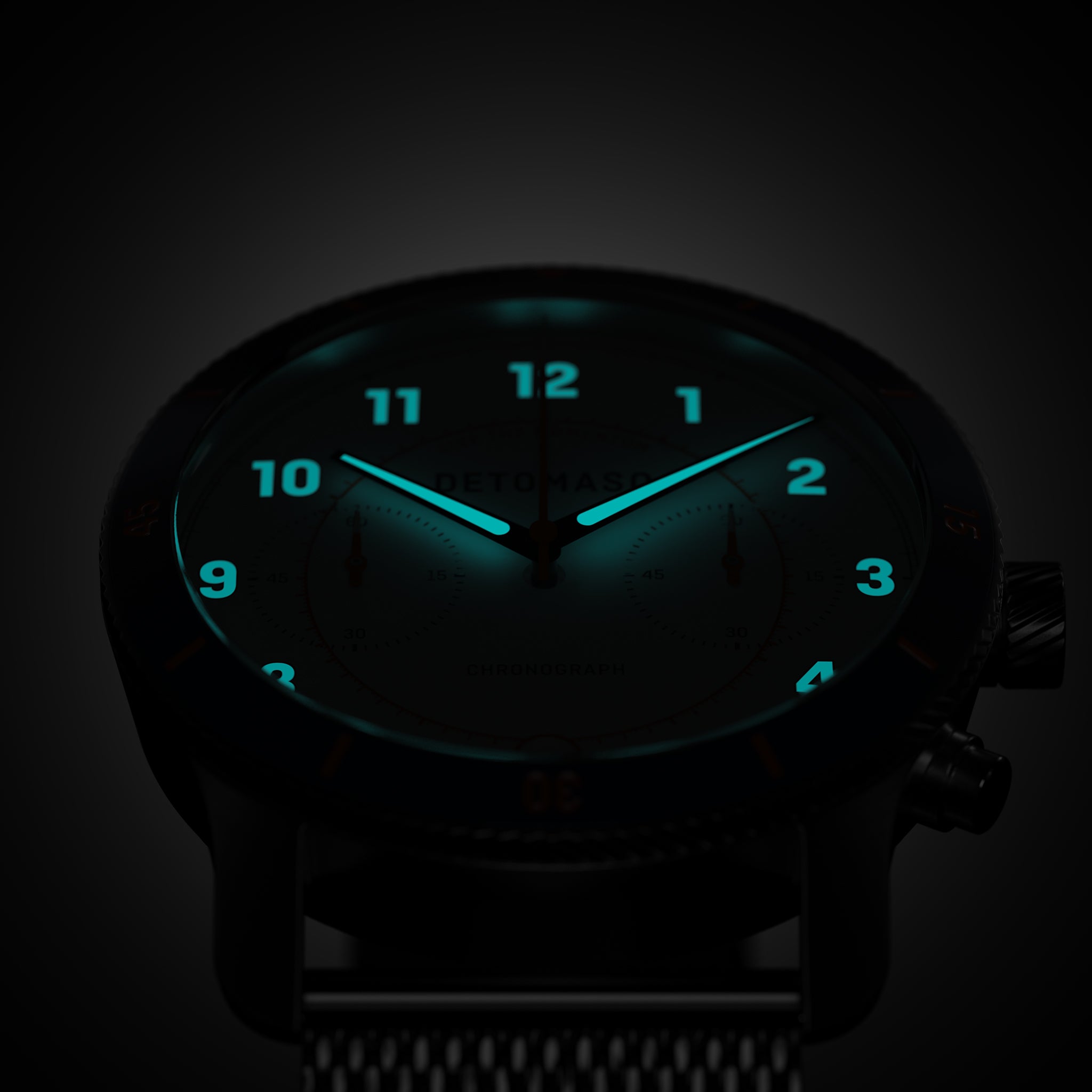 VENTURE CHRONOGRAPH LIMITED EDITION WHITE BLUE - Mesh Silver Brushed - Detomaso Watches