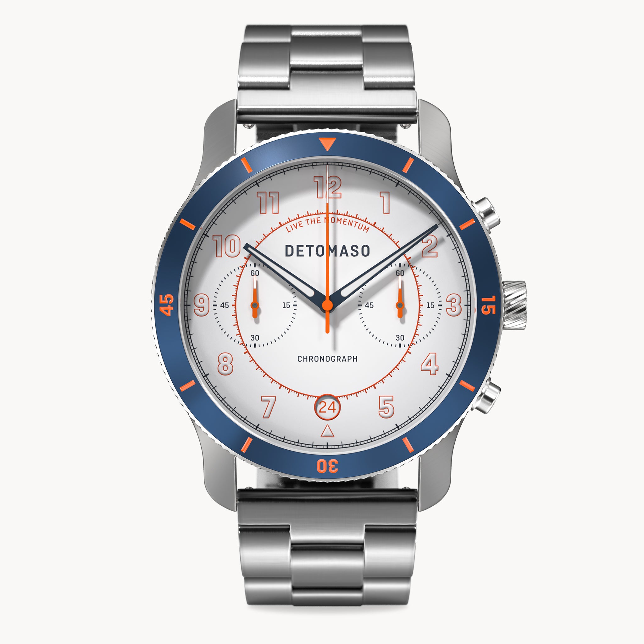 VENTURE CHRONOGRAPH LIMITED EDITION WHITE BLUE - Stainless steel Silver Brushed - Detomaso Watches