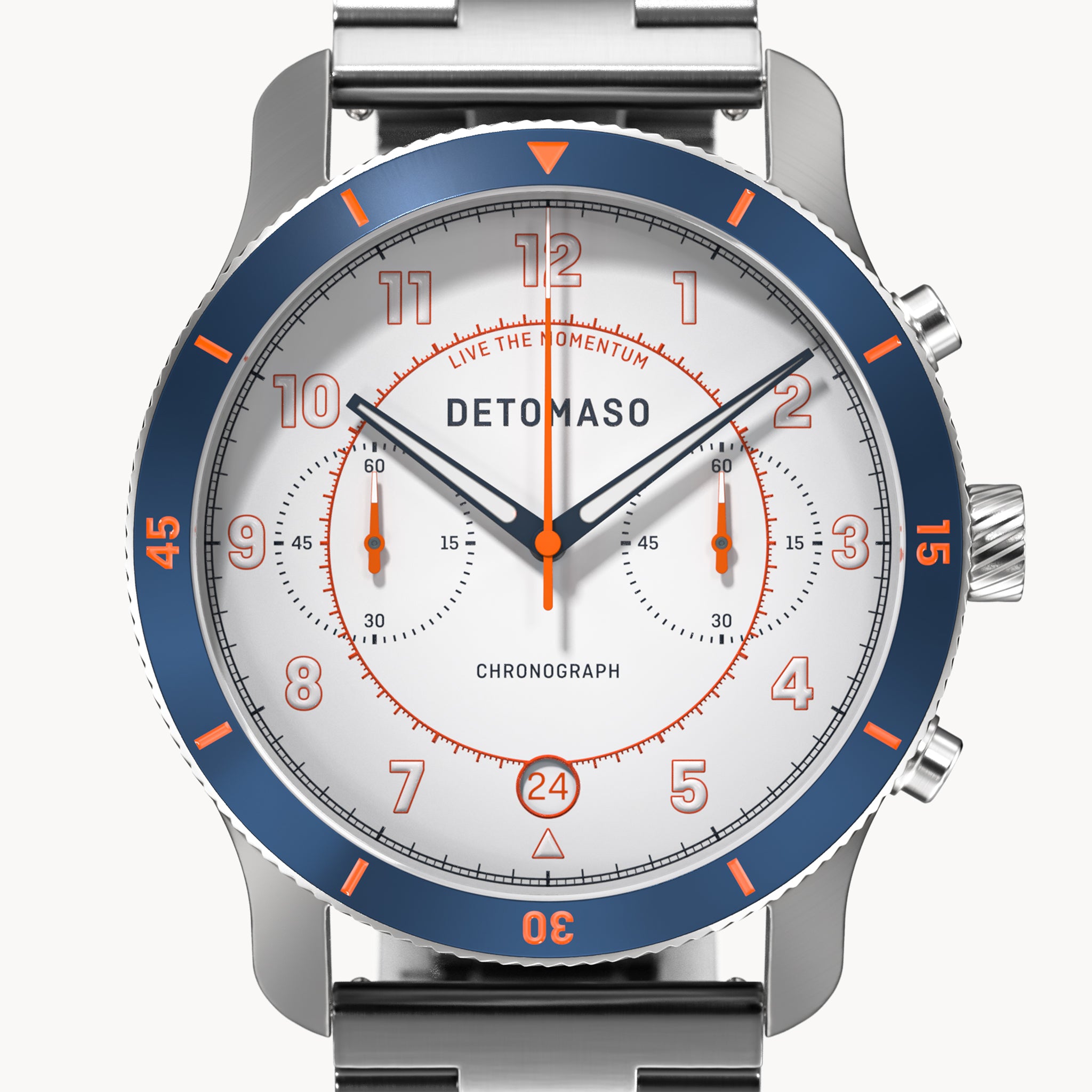 VENTURE CHRONOGRAPH LIMITED EDITION WHITE BLUE - Stainless steel Silver Brushed - Detomaso Watches