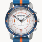 VENTURE CHRONOGRAPH LIMITED EDITION WHITE BLUE - Ocean Plastic Blue Orange Woven - Detomaso Watches