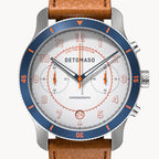 VENTURE CHRONOGRAPH LIMITED EDITION WHITE BLUE - Leather Brown Venere - Detomaso Watches