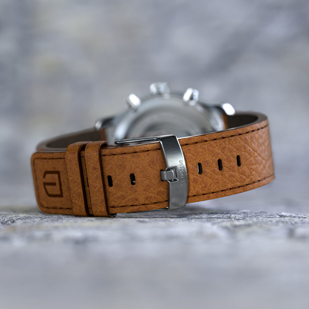 VENTURE CHRONOGRAPH LIMITED EDITION WHITE BLUE - Leather Brown Venere - Detomaso Watches