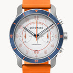 VENTURE CHRONOGRAPH LIMITED EDITION WHITE BLUE - Ocean Plastic Orange Woven - Detomaso Watches