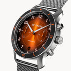 VENTURE CHRONOGRAPH LIMITED EDITION BLACK ORANGE - Mesh Silver Brushed - Detomaso Watches