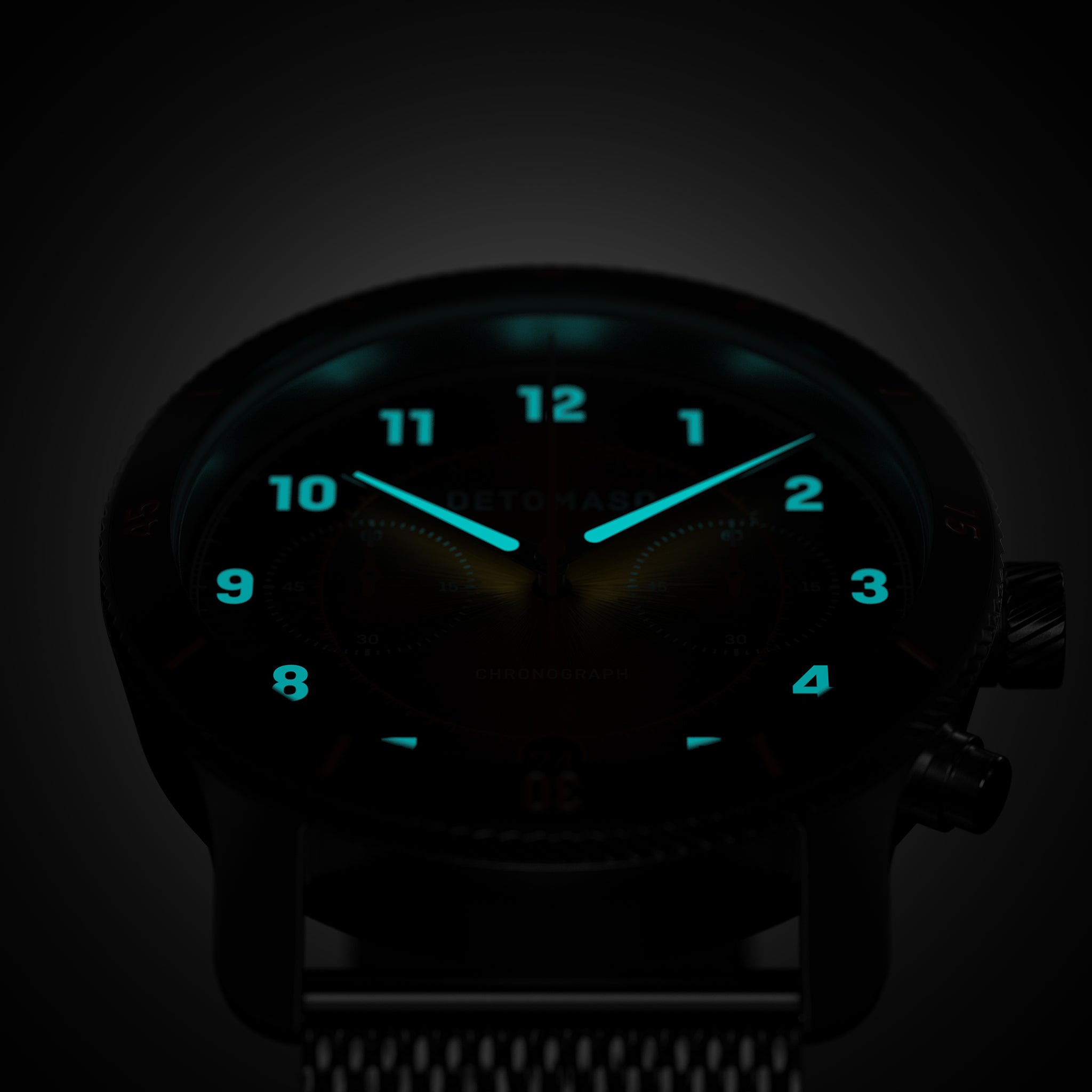 VENTURE CHRONOGRAPH LIMITED EDITION BLACK ORANGE - Mesh Silver Brushed - Detomaso Watches