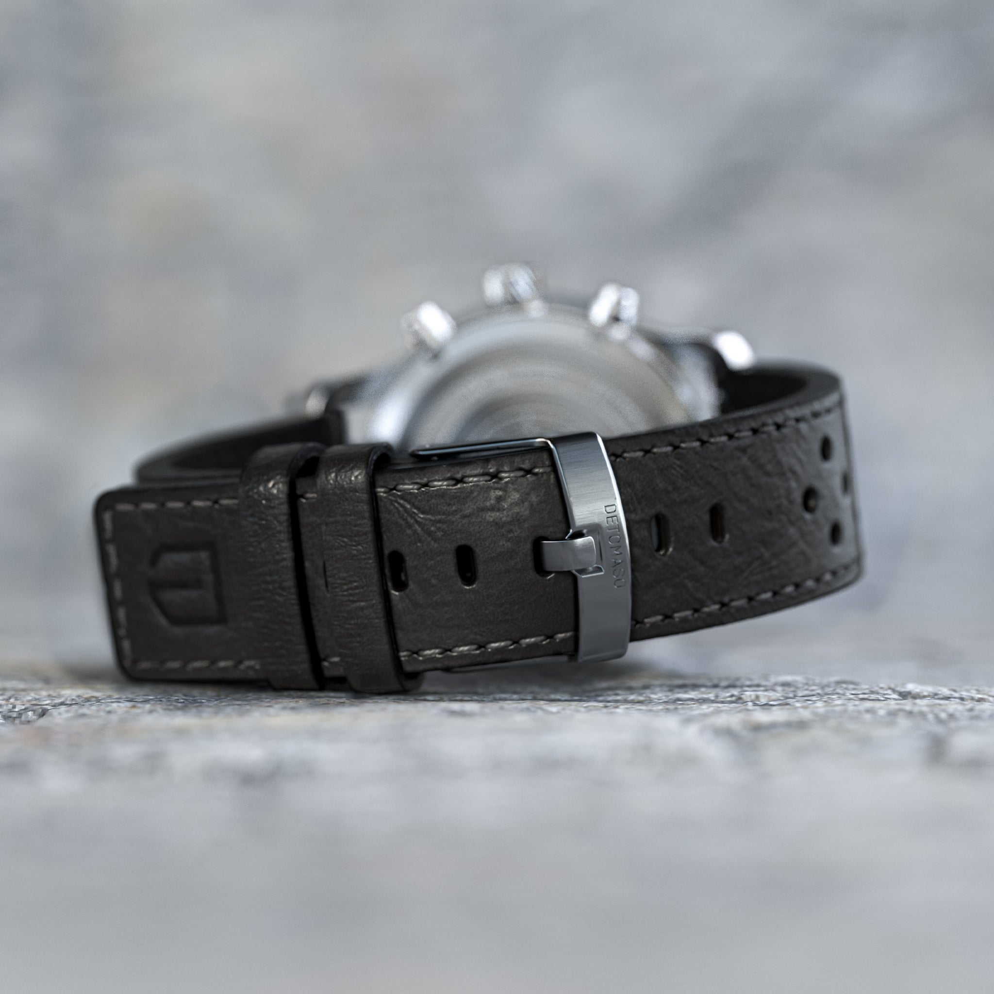 VENTURE CHRONOGRAPH LIMITED EDITION BLACK ORANGE - Leather Black Racing - Detomaso Watches