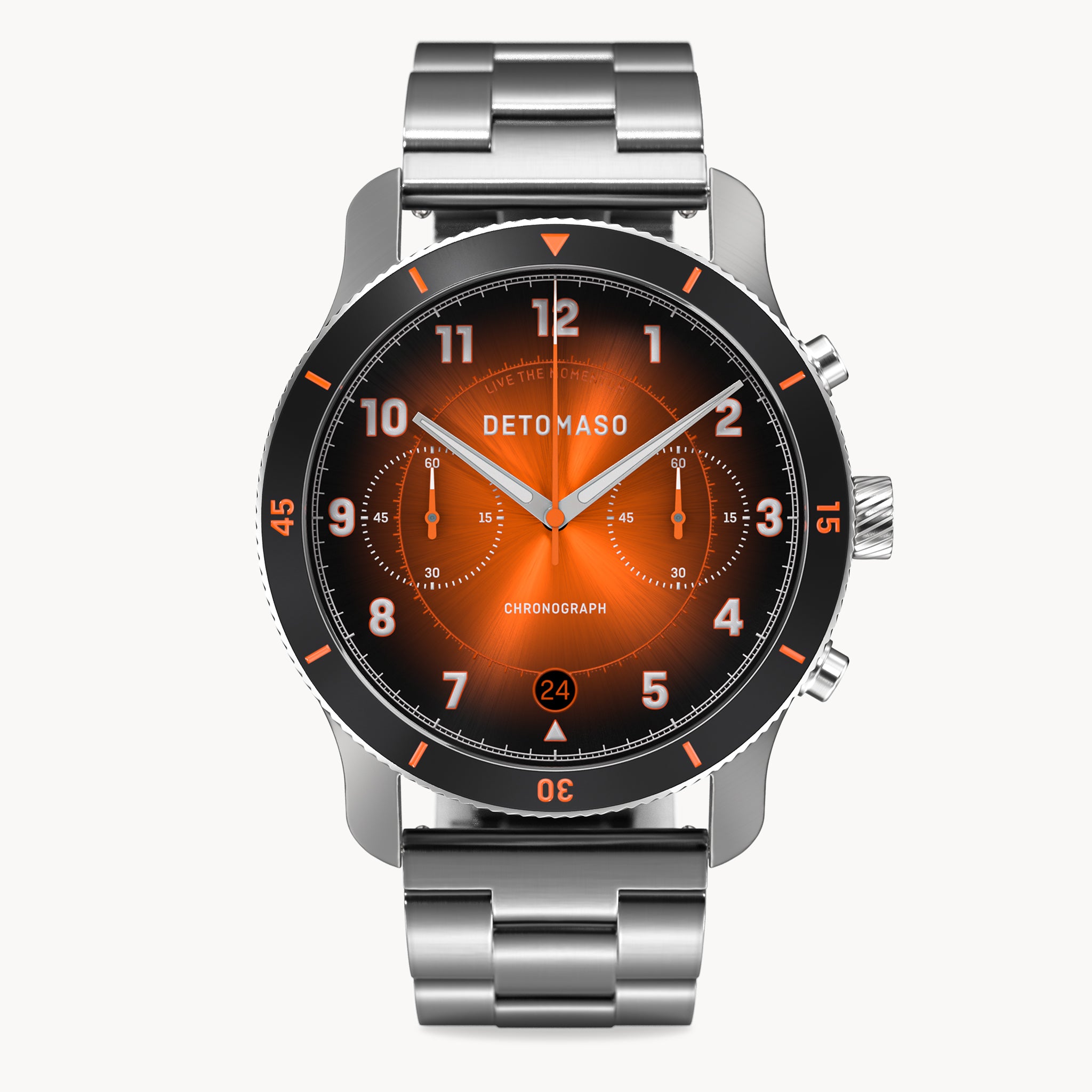VENTURE CHRONOGRAPH LIMITED EDITION BLACK ORANGE - Stainless steel Silver Brushed - Detomaso Watches