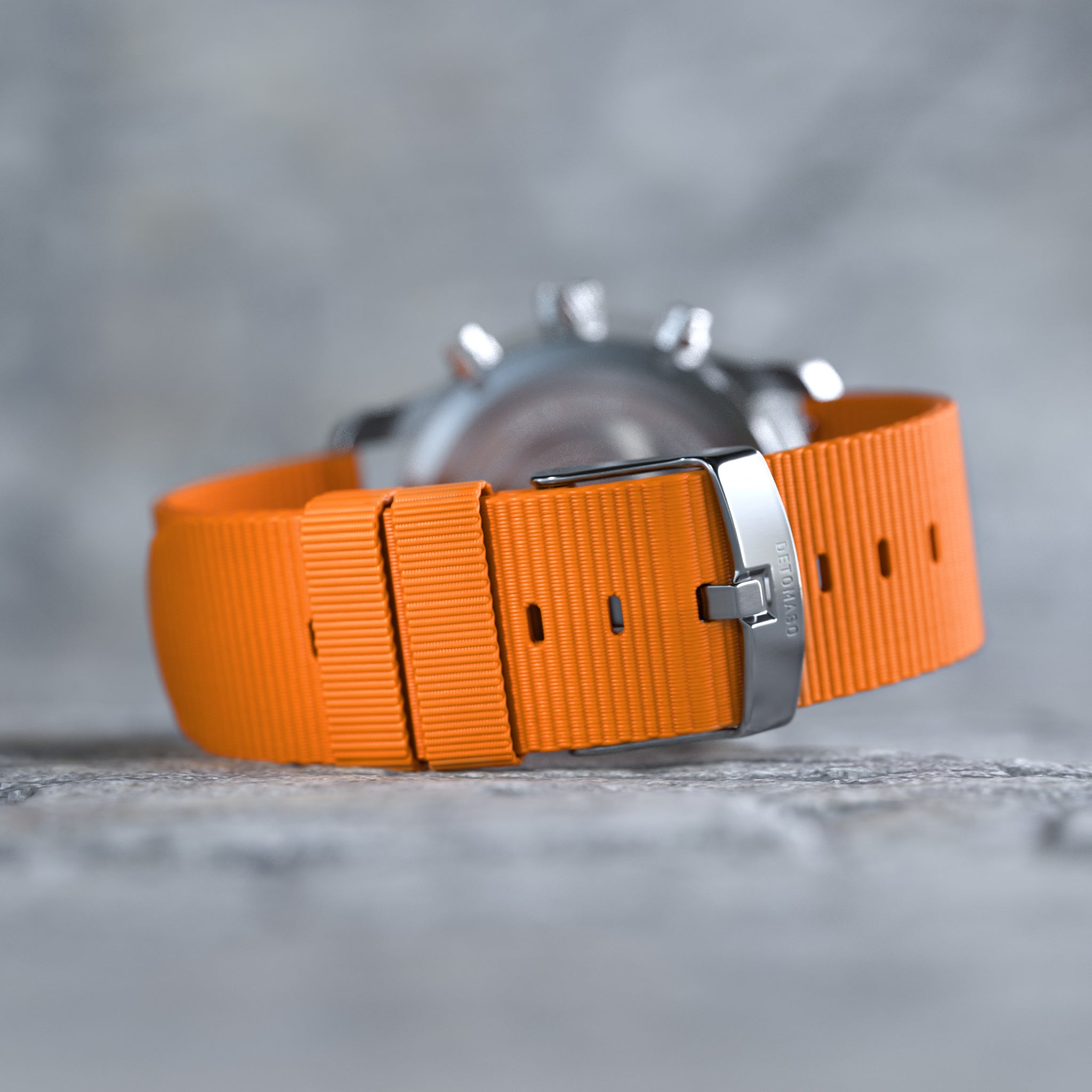 VENTURE CHRONOGRAPH LIMITED EDITION BLACK ORANGE - Ocean Plastic Orange Woven - Detomaso Watches