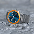 VENTURE CHRONOGRAPH LIMITED EDITION BLUE ORANGE - Mesh Silver Brushed - Detomaso Watches