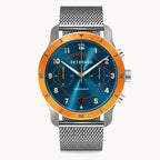 VENTURE CHRONOGRAPH LIMITED EDITION BLUE ORANGE - Mesh Silver Brushed - Detomaso Watches