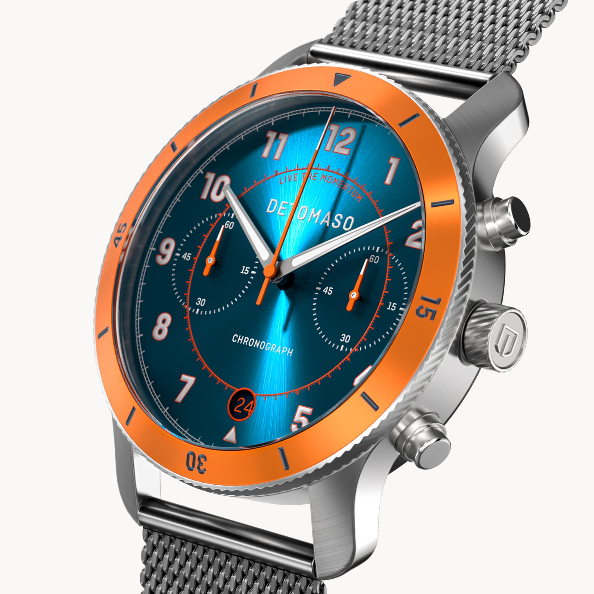 VENTURE CHRONOGRAPH LIMITED EDITION BLUE ORANGE Mesh Silver Matte