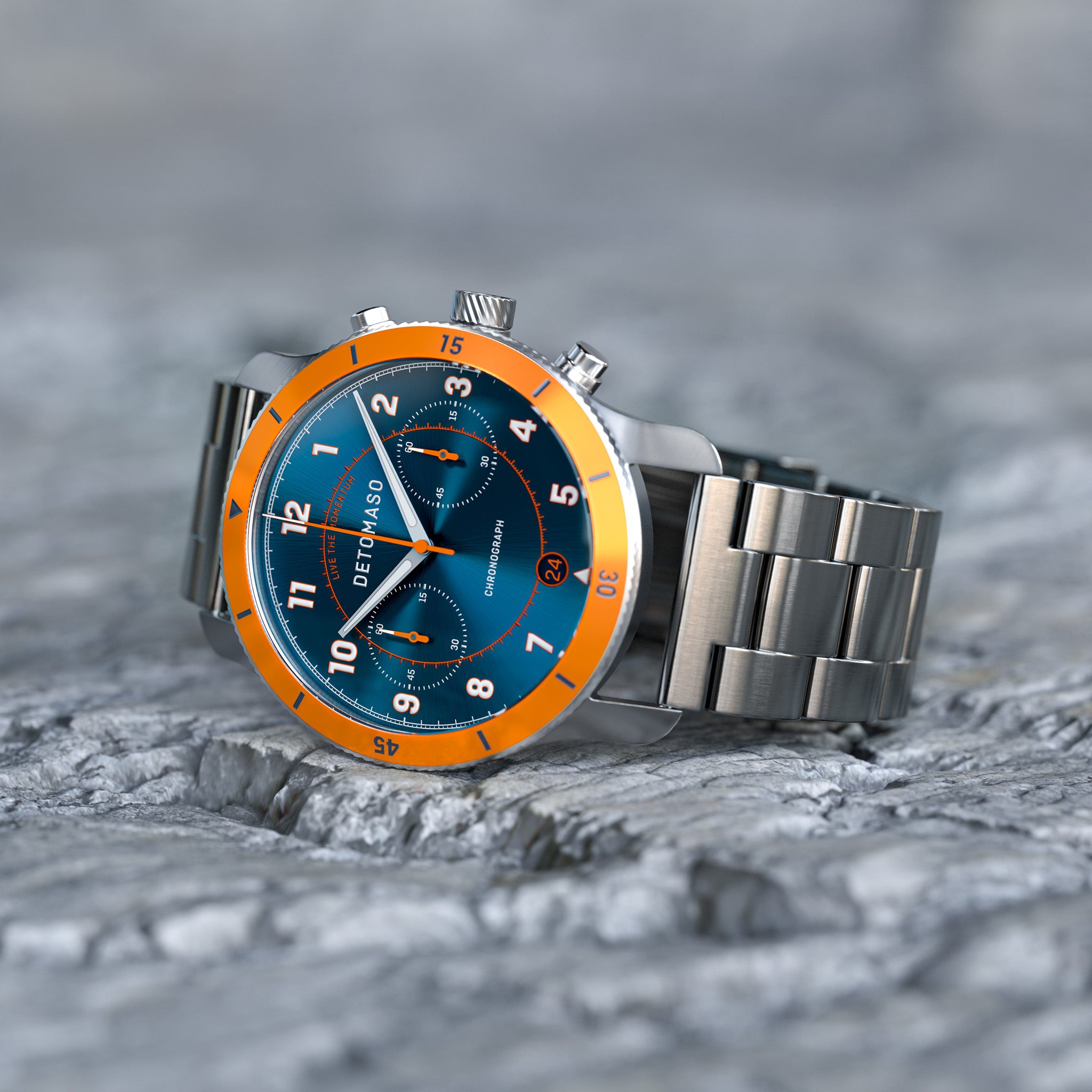 VENTURE CHRONOGRAPH LIMITED EDITION BLUE ORANGE - Stainless steel Silver Brushed - Detomaso Watches