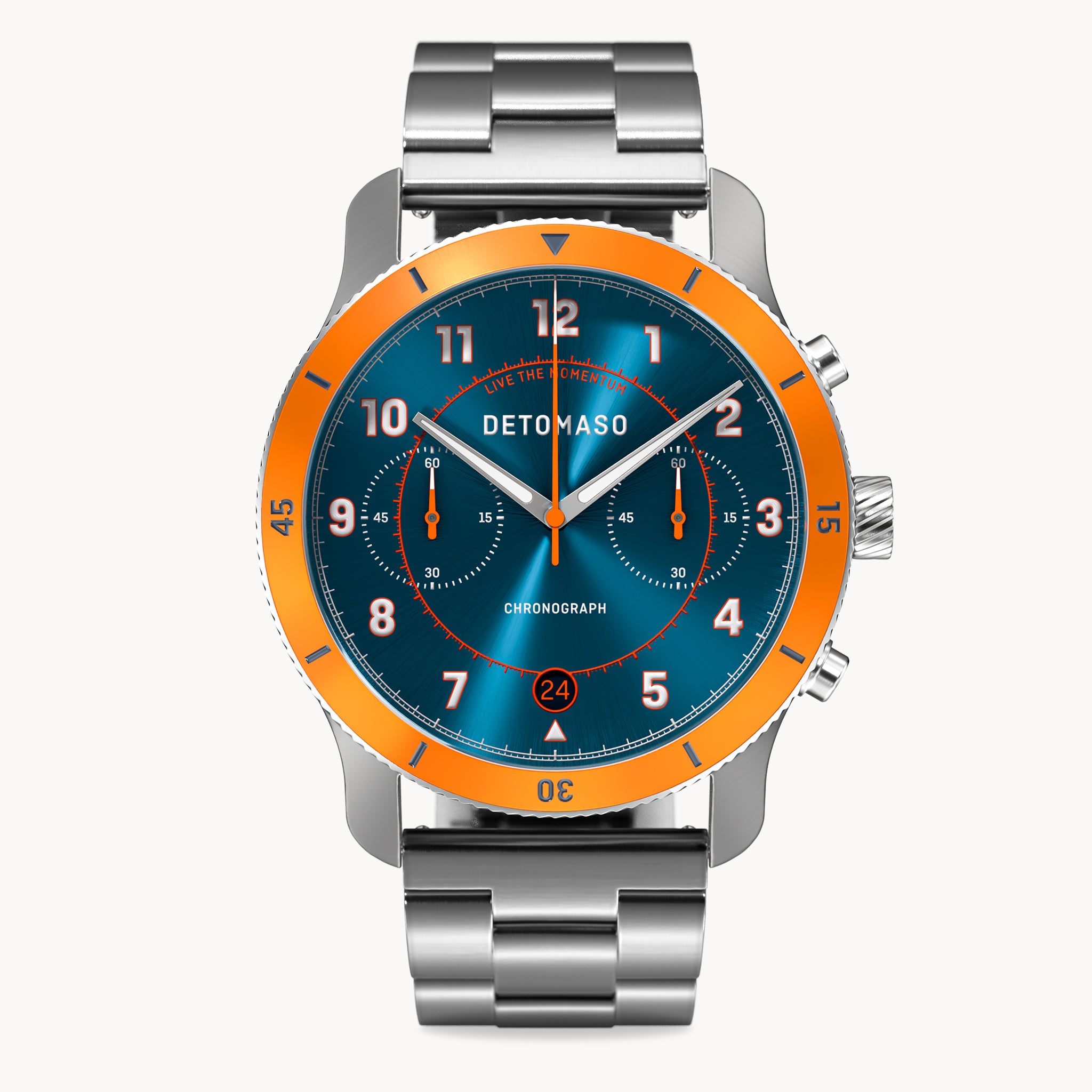 VENTURE CHRONOGRAPH LIMITED EDITION BLUE ORANGE - Stainless steel Silver Brushed - Detomaso Watches