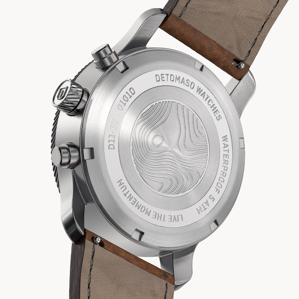 VENTURE CHRONOGRAPH TOPO GRAY - Leather Brown Classic - Detomaso Watches
