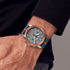 VENTURE CHRONOGRAPH TOPO GRAY - Ocean Plastic Blue Orange Woven - Detomaso Watches