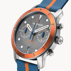 VENTURE CHRONOGRAPH TOPO GRAY - Ocean Plastic Blue Orange Woven - Detomaso Watches