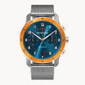 VENTURE CHRONOGRAPH BLUE ORANGE - Mesh Silver Brushed - Detomaso Watches