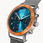 VENTURE CHRONOGRAPH BLUE ORANGE - Mesh Silver Brushed - Detomaso Watches