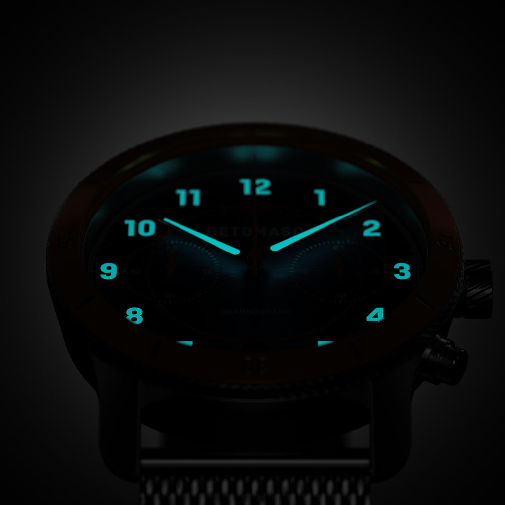VENTURE CHRONOGRAPH BLUE ORANGE - Mesh Silver Brushed - Detomaso Watches