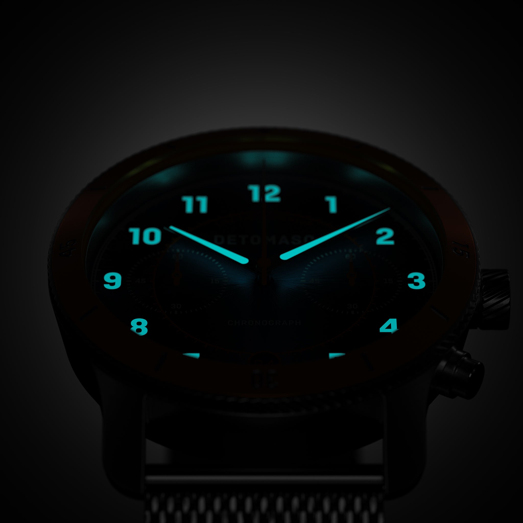 VENTURE CHRONOGRAPH BLUE ORANGE - Mesh Silver Brushed - Detomaso Watches