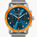 VENTURE CHRONOGRAPH BLUE ORANGE - Mesh Silver Brushed - Detomaso Watches