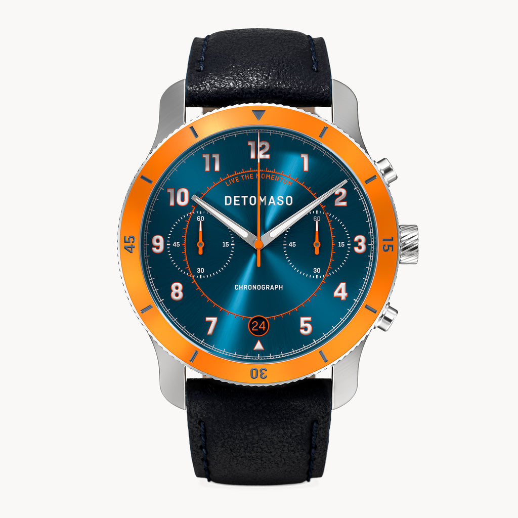 VENTURE CHRONOGRAPH BLUE ORANGE - Leather Dark blue Classic - Detomaso Watches