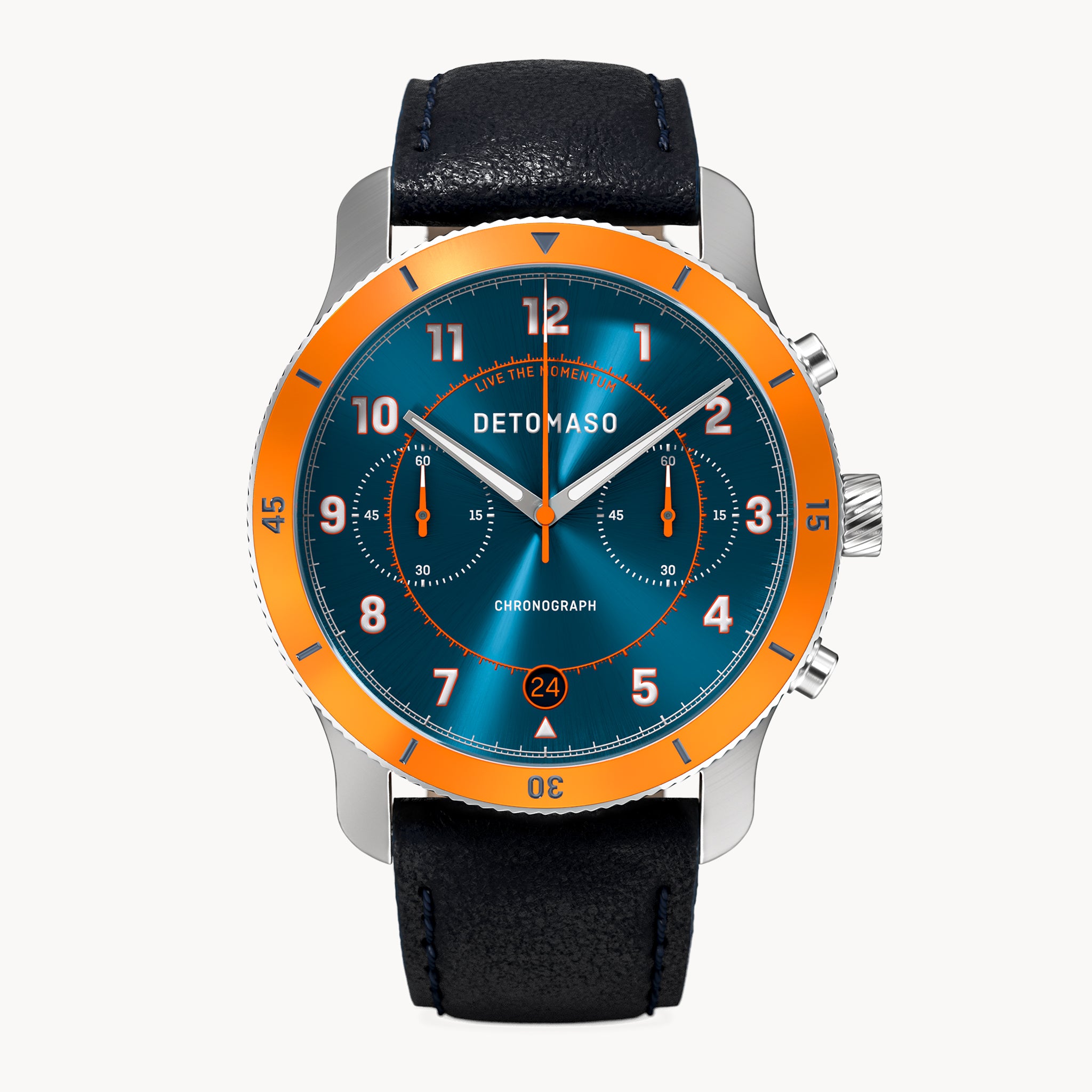 VENTURE CHRONOGRAPH BLUE ORANGE - Leather Dark blue Classic - Detomaso Watches