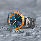 VENTURE CHRONOGRAPH BLUE ORANGE - Stainless steel Silver Brushed - Detomaso Watches